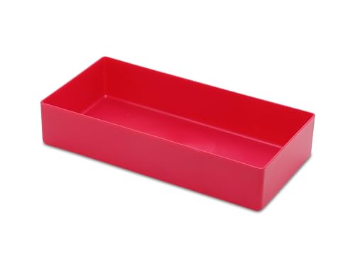 1a-TopStore 10 Stk. Einsatzkästen Einsatzboxen Schubladen-Einsatzkasten Sortierboxen, 32 Größen, 5 Farben (rot, 198x99x40 mm) von 1a-TopStore