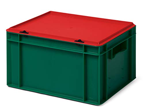 1a-TopStore Aufbewahrungsbox Weihnachts-Edition grün mit rotem Deckel, 40x30x2,21 cm, aus hochwertigem Kunststoff von 1a-TopStore