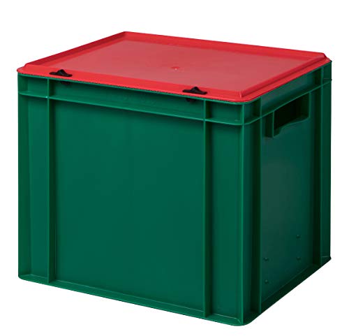 1a-TopStore Aufbewahrungsbox Weihnachts-Edition rot mit grünem Deckel, 40x30x33,1 cm, aus hochwertigem Kunststoff von 1a-TopStore
