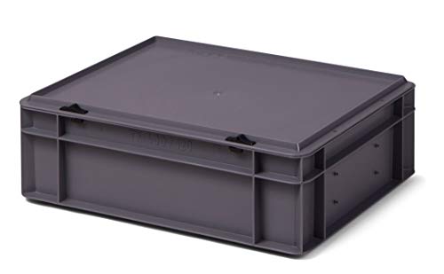 1a-TopStore Design Aufbewahrungsbox mit Deckel | Stapelbox stapelbar | 5 Farben | 8 Größen (40x30x13 cm, grau) von 1a-TopStore