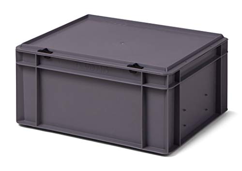 1a-TopStore Design Aufbewahrungsbox mit Deckel | Stapelbox stapelbar | 5 Farben | 8 Größen (40x30x18,5, grau) von 1a-TopStore