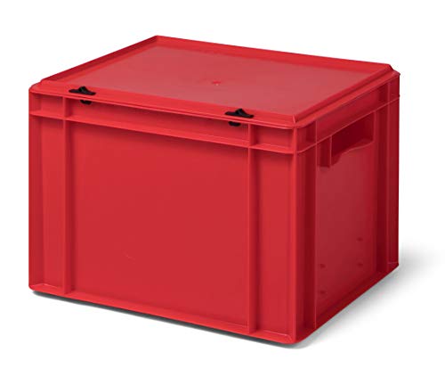 1a-TopStore Design Aufbewahrungsbox mit Deckel | Stapelbox stapelbar | 5 Farben | 8 Größen (40x30x28 cm, rot) von 1a-TopStore