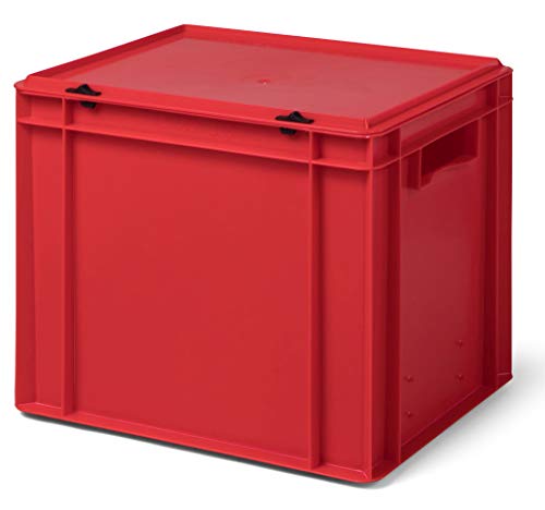 1a-TopStore Design Aufbewahrungsbox mit Deckel | Stapelbox stapelbar | 5 Farben | 8 Größen (40x30x33 cm, rot) von 1a-TopStore