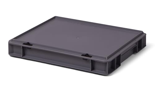 1a-TopStore Design Aufbewahrungsbox mit Deckel | Stapelbox stapelbar | 5 Farben | 8 Größen (40x30x5,5 cm, grau) von 1a-TopStore