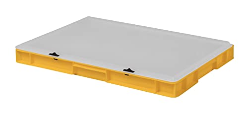 1a-TopStore Design Eurobox Stapelbox Lagerbehälter Kunststoffbox in 5 Farben und 16 Größen mit transparentem Deckel (matt) (gelb, 60x40x6 cm) von 1a-TopStore