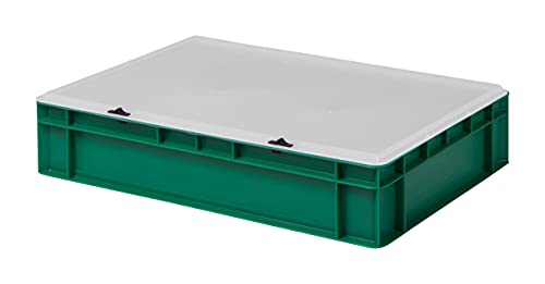 1a-TopStore Design Eurobox Stapelbox Lagerbehälter Kunststoffbox in 5 Farben und 16 Größen mit transparentem Deckel (matt) (grün, 60x40x13 cm) von 1a-TopStore