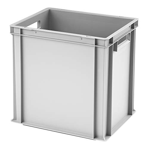 1a-TopStore Euro-Stapelbox EB-440, 400x300x400 mm (LxBxH), verstärkter Rippenboden, grau ähnl. RAL7001, aus Polypropylen, lebensmittelecht, 2 Handgriffe, ca. 37 Liter Vol. von 1a-TopStore