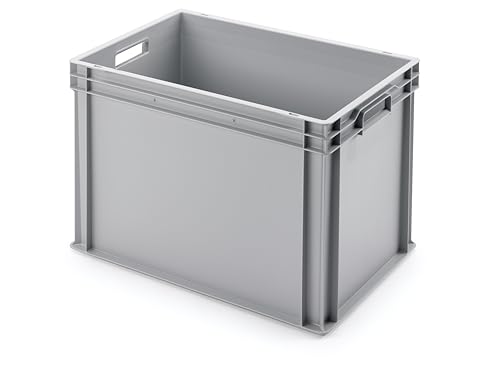 1a-TopStore Euro-Stapelbox EB-642, 600x400x420 mm (LxBxH), verstärkter Rippenboden, grau ähnl. RAL7001, aus Polypropylen, lebensmittelecht, 2 Handgriffe, ca. 84 Liter Vol. von 1a-TopStore