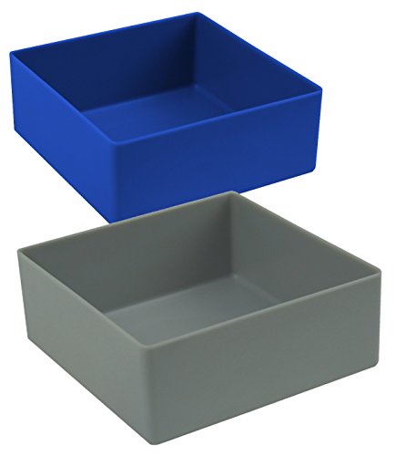 20 Stück Kunststoff-Einsatzkasten-Set, 10 x blau und 10 x grau, Höhe 40 mm, LxB = 99 x 99 mm von 1a-TopStore