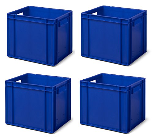 4 Stk. Transport-Stapelkasten TK432-0, blau, 400x300x320 mm (LxBxH), aus PP, Volumen: 29 Liter, Traglast: 45 kg, lebensmittelecht, made in Germany, Industriequalität von 1a-TopStore