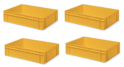 4 Stk. Transport-Stapelkasten TK614-0, gelb, 600x400x145 mm (LxBxH), aus PP, Volumen: 26 Liter, Traglast: 45 kg, lebensmittelecht, hochwertige Industriequalität von 1a-TopStore