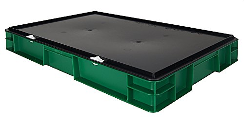 Aufbewahrungsbox / Transport-Stapelkasten mit Verschlussdeckel, 600x400x86 mm, aus PP, 14,5 Liter (grün) von 1a-TopStore