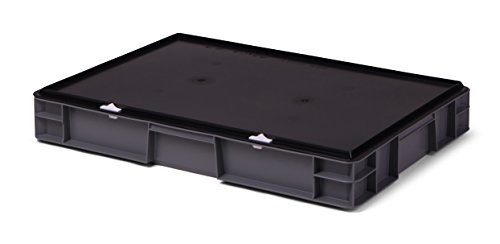 Aufbewahrungsbox - Transport-Stapelbox mit Verschlussdeckel, 600x400x86 mm, aus PP, 14,5 Liter (grau) von 1a-TopStore