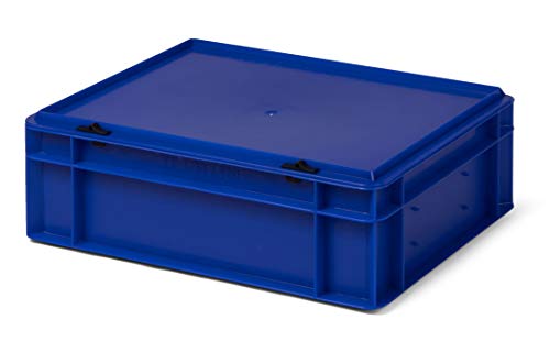 Design Aufbewahrungsbox mit Deckel | Stapelbox stapelbar | 5 Farben | 8 Größen (40x30x13 cm, blau) von 1a-TopStore