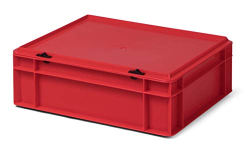 Design Aufbewahrungsbox mit Deckel | Stapelbox stapelbar | 5 Farben | 8 Größen (40x30x13 cm, rot) von 1a-TopStore