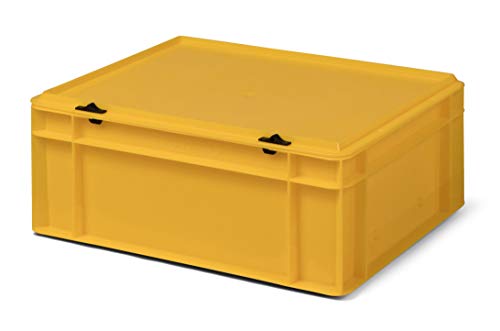 Design Aufbewahrungsbox mit Deckel | Stapelbox stapelbar | 5 Farben | 8 Größen (40x30x15,5, gelb) von 1a-TopStore