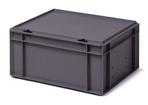Design Aufbewahrungsbox mit Deckel | Stapelbox stapelbar | 5 Farben | 8 Größen (40x30x18,5, grau) von 1a-TopStore