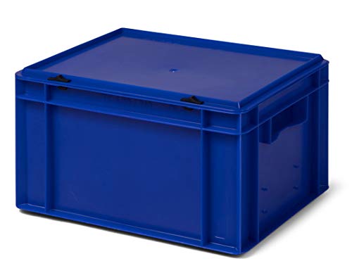 Design Aufbewahrungsbox mit Deckel | Stapelbox stapelbar | 5 Farben | 8 Größen (40x30x22 cm, blau) von 1a-TopStore