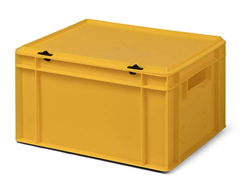 Design Aufbewahrungsbox mit Deckel | Stapelbox stapelbar | 5 Farben | 8 Größen (40x30x22 cm, gelb) von 1a-TopStore