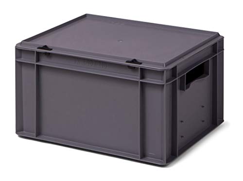 Design Aufbewahrungsbox mit Deckel | Stapelbox stapelbar | 5 Farben | 8 Größen (40x30x22 cm, grau) von 1a-TopStore
