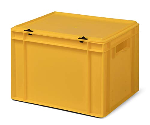 Design Aufbewahrungsbox mit Deckel | Stapelbox stapelbar | 5 Farben | 8 Größen (40x30x28 cm, gelb) von 1a-TopStore