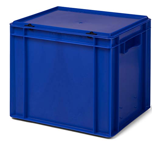Design Aufbewahrungsbox mit Deckel | Stapelbox stapelbar | 5 Farben | 8 Größen (40x30x33 cm, blau) von 1a-TopStore