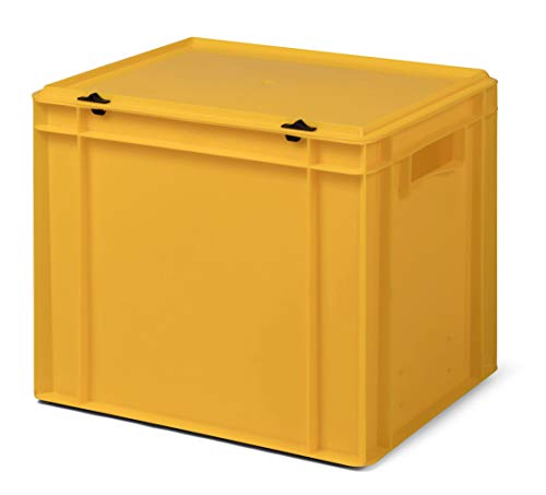Design Aufbewahrungsbox mit Deckel | Stapelbox stapelbar | 5 Farben | 8 Größen (40x30x33 cm, gelb) von 1a-TopStore