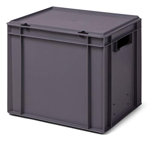 Design Aufbewahrungsbox mit Deckel | Stapelbox stapelbar | 5 Farben | 8 Größen (40x30x33 cm, grau) von 1a-TopStore