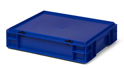 Design Aufbewahrungsbox mit Deckel | Stapelbox stapelbar | 5 Farben | 8 Größen (40x30x8,5 cm, blau) von 1a-TopStore