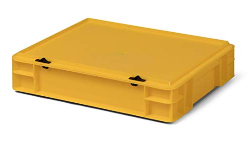 Design Aufbewahrungsbox mit Deckel | Stapelbox stapelbar | 5 Farben | 8 Größen (40x30x8,5 cm, gelb) von 1a-TopStore