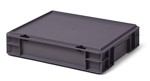 Design Aufbewahrungsbox mit Deckel | Stapelbox stapelbar | 5 Farben | 8 Größen (40x30x8,5 cm, grau) von 1a-TopStore