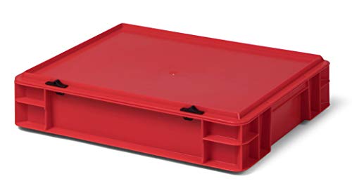 Design Aufbewahrungsbox mit Deckel | Stapelbox stapelbar | 5 Farben | 8 Größen (40x30x8,5 cm, rot) von 1a-TopStore