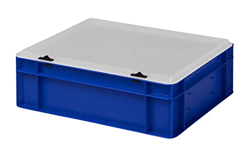 1a-TopStore Design Eurobox Stapelbox Lagerbehälter Kunststoffbox in 5 Farben und 16 Größen mit transparentem Deckel (matt) (blau, 40x30x13 cm) von 1a-TopStore