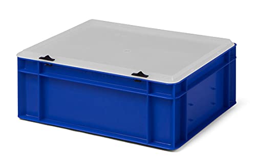 1a-TopStore Design Eurobox Stapelbox Lagerbehälter Kunststoffbox in 5 Farben und 16 Größen mit transparentem Deckel (matt) (blau, 40x30x15 cm) von 1a-TopStore