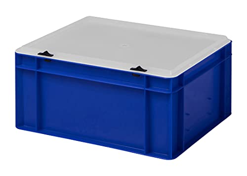 1a-TopStore Design Eurobox Stapelbox Lagerbehälter Kunststoffbox in 5 Farben und 16 Größen mit transparentem Deckel (matt) (blau, 40x30x18 cm) von 1a-TopStore