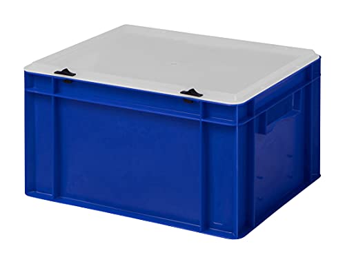 1a-TopStore Design Eurobox Stapelbox Lagerbehälter Kunststoffbox in 5 Farben und 16 Größen mit transparentem Deckel (matt) (blau, 40x30x22 cm) von 1a-TopStore