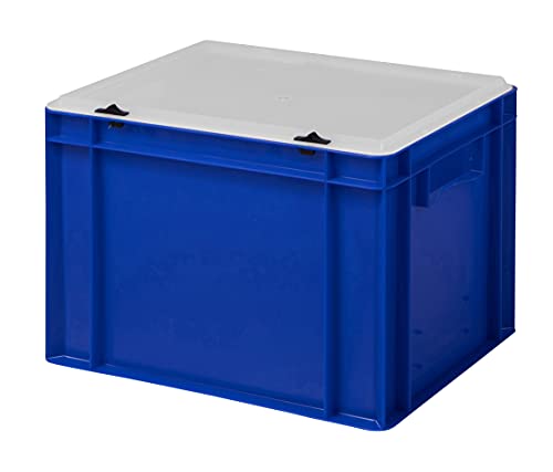 1a-TopStore Design Eurobox Stapelbox Lagerbehälter Kunststoffbox in 5 Farben und 16 Größen mit transparentem Deckel (matt) (blau, 40x30x28 cm) von 1a-TopStore