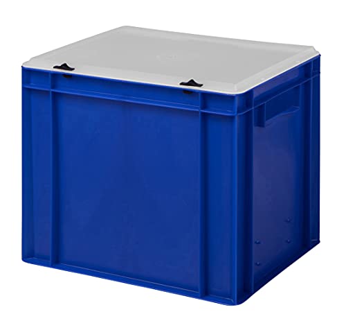 1a-TopStore Design Eurobox Stapelbox Lagerbehälter Kunststoffbox in 5 Farben und 16 Größen mit transparentem Deckel (matt) (blau, 40x30x33 cm) von 1a-TopStore