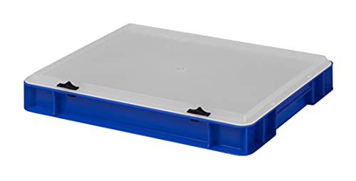 1a-TopStore Design Eurobox Stapelbox Lagerbehälter Kunststoffbox in 5 Farben und 16 Größen mit transparentem Deckel (matt) (blau, 40x30x6 cm) von 1a-TopStore