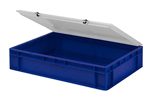 1a-TopStore Design Eurobox Stapelbox Lagerbehälter Kunststoffbox in 5 Farben und 16 Größen mit transparentem Deckel (matt) (blau, 60x40x13 cm) von 1a-TopStore