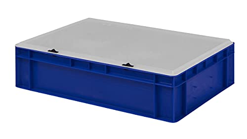 1a-TopStore Design Eurobox Stapelbox Lagerbehälter Kunststoffbox in 5 Farben und 16 Größen mit transparentem Deckel (matt) (blau, 60x40x15 cm) von 1a-TopStore