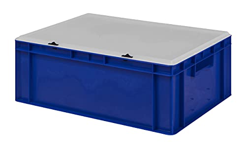 1a-TopStore Design Eurobox Stapelbox Lagerbehälter Kunststoffbox in 5 Farben und 16 Größen mit transparentem Deckel (matt) (blau, 60x40x22 cm) von 1a-TopStore