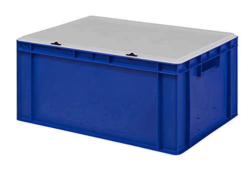 1a-TopStore Design Eurobox Stapelbox Lagerbehälter Kunststoffbox in 5 Farben und 16 Größen mit transparentem Deckel (matt) (blau, 60x40x28 cm) von 1a-TopStore
