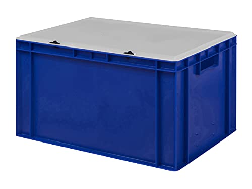 1a-TopStore Design Eurobox Stapelbox Lagerbehälter Kunststoffbox in 5 Farben und 16 Größen mit transparentem Deckel (matt) (blau, 60x40x33 cm) von 1a-TopStore
