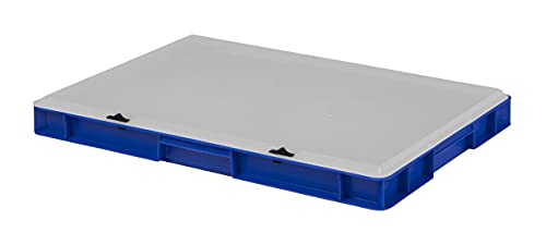 1a-TopStore Design Eurobox Stapelbox Lagerbehälter Kunststoffbox in 5 Farben und 16 Größen mit transparentem Deckel (matt) (blau, 60x40x6 cm) von 1a-TopStore