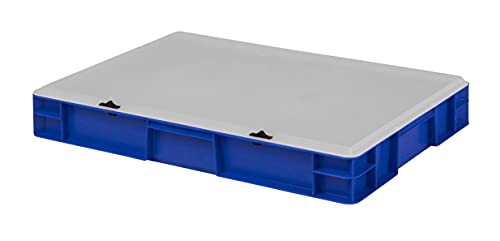 1a-TopStore Design Eurobox Stapelbox Lagerbehälter Kunststoffbox in 5 Farben und 16 Größen mit transparentem Deckel (matt) (blau, 60x40x8 cm) von 1a-TopStore