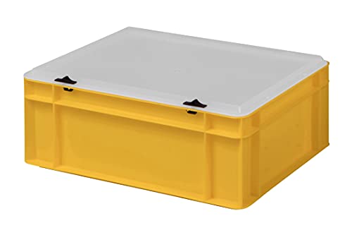 1a-TopStore Design Eurobox Stapelbox Lagerbehälter Kunststoffbox in 5 Farben und 16 Größen mit transparentem Deckel (matt) (gelb, 40x30x15 cm) von 1a-TopStore