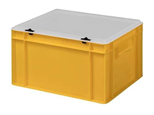 1a-TopStore Design Eurobox Stapelbox Lagerbehälter Kunststoffbox in 5 Farben und 16 Größen mit transparentem Deckel (matt) (gelb, 40x30x22 cm) von 1a-TopStore