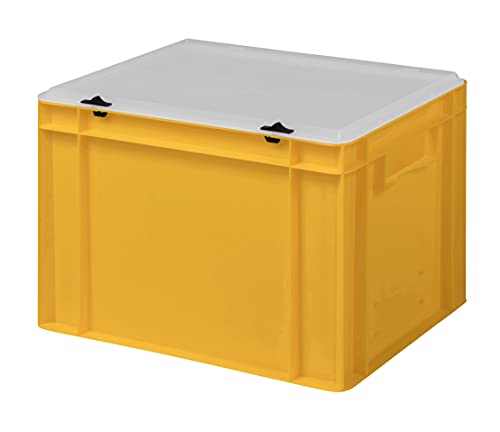 1a-TopStore Design Eurobox Stapelbox Lagerbehälter Kunststoffbox in 5 Farben und 16 Größen mit transparentem Deckel (matt) (gelb, 40x30x28 cm) von 1a-TopStore