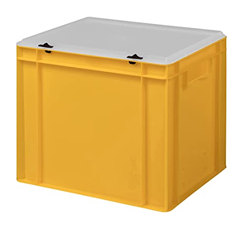 1a-TopStore Design Eurobox Stapelbox Lagerbehälter Kunststoffbox in 5 Farben und 16 Größen mit transparentem Deckel (matt) (gelb, 40x30x33 cm) von 1a-TopStore